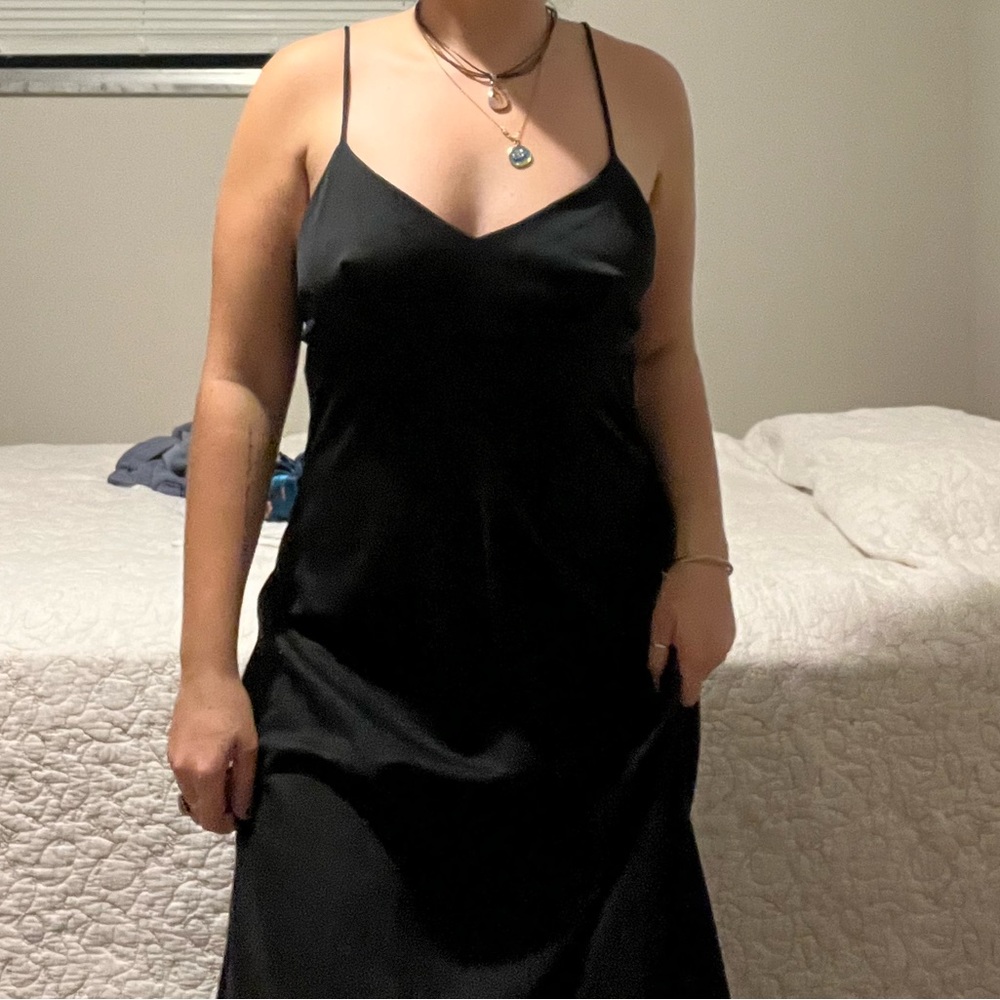 Gorgeous black strappy floor length dress